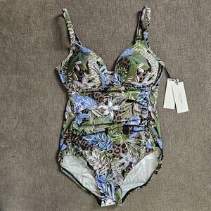 Calvin Klein Women's Tropical Print One Piece Swimsuit Size 8 Nwt